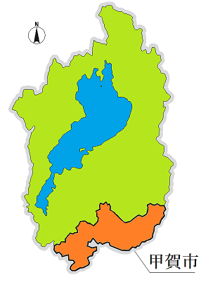 滋賀県内の甲賀市位置図