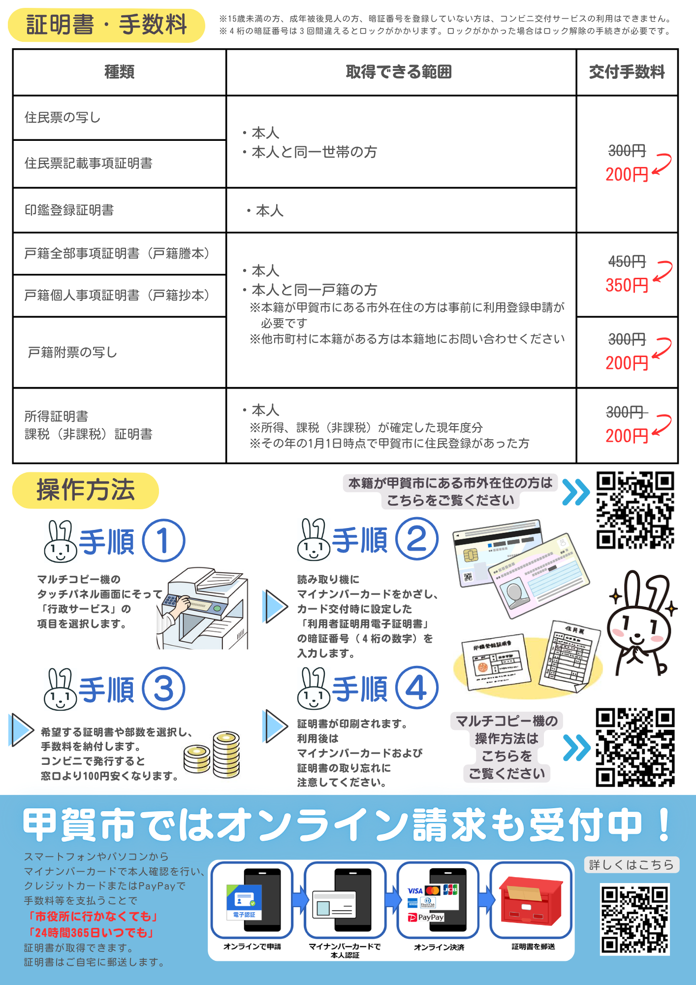各種証明書の取得にはコンビニ交付が便利です。/甲賀市