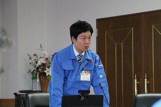 滋賀県国民保護共同図上訓練で挨拶する市長