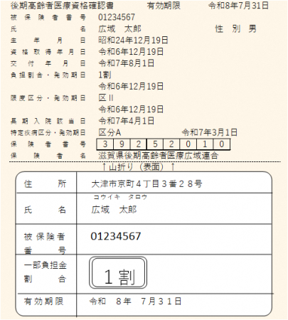 資格確認書の画像