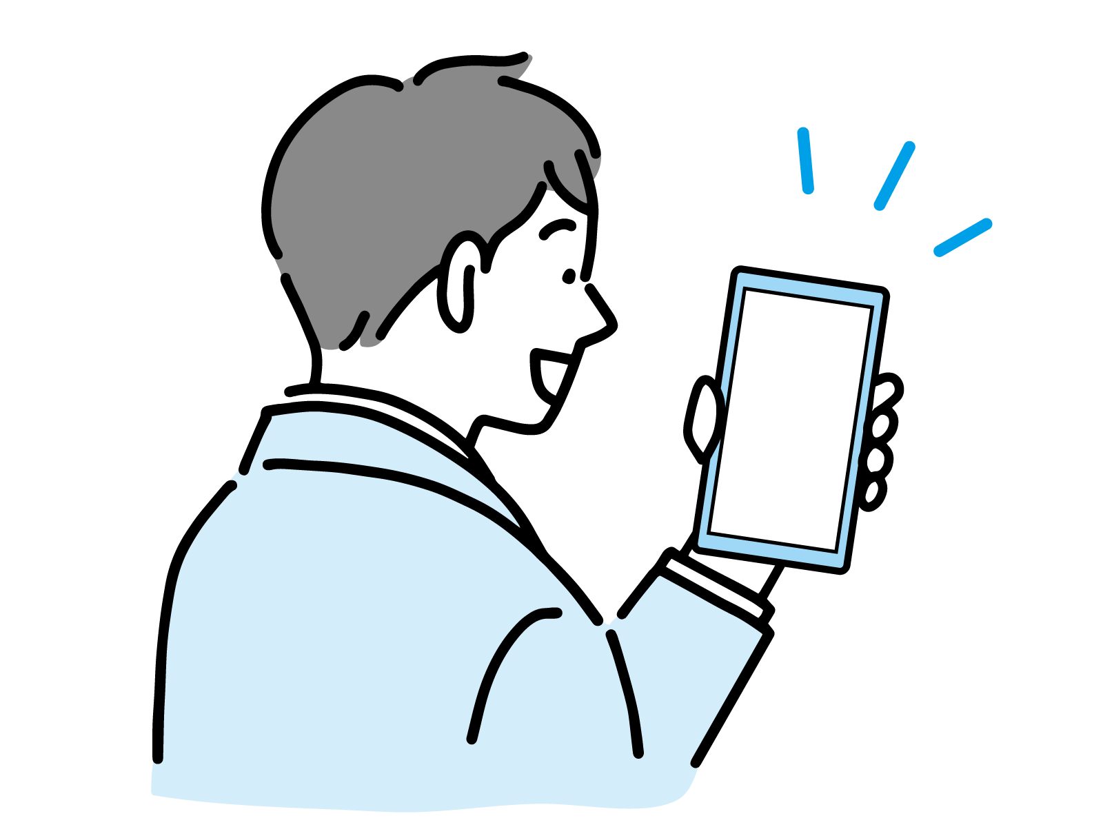 スマホを使用する人のイラスト