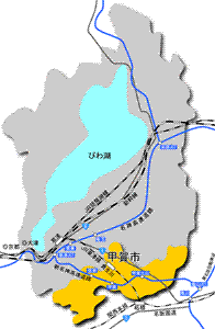 滋賀県内の甲賀市の位置図