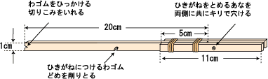 輪ゴム鉄砲作り方1